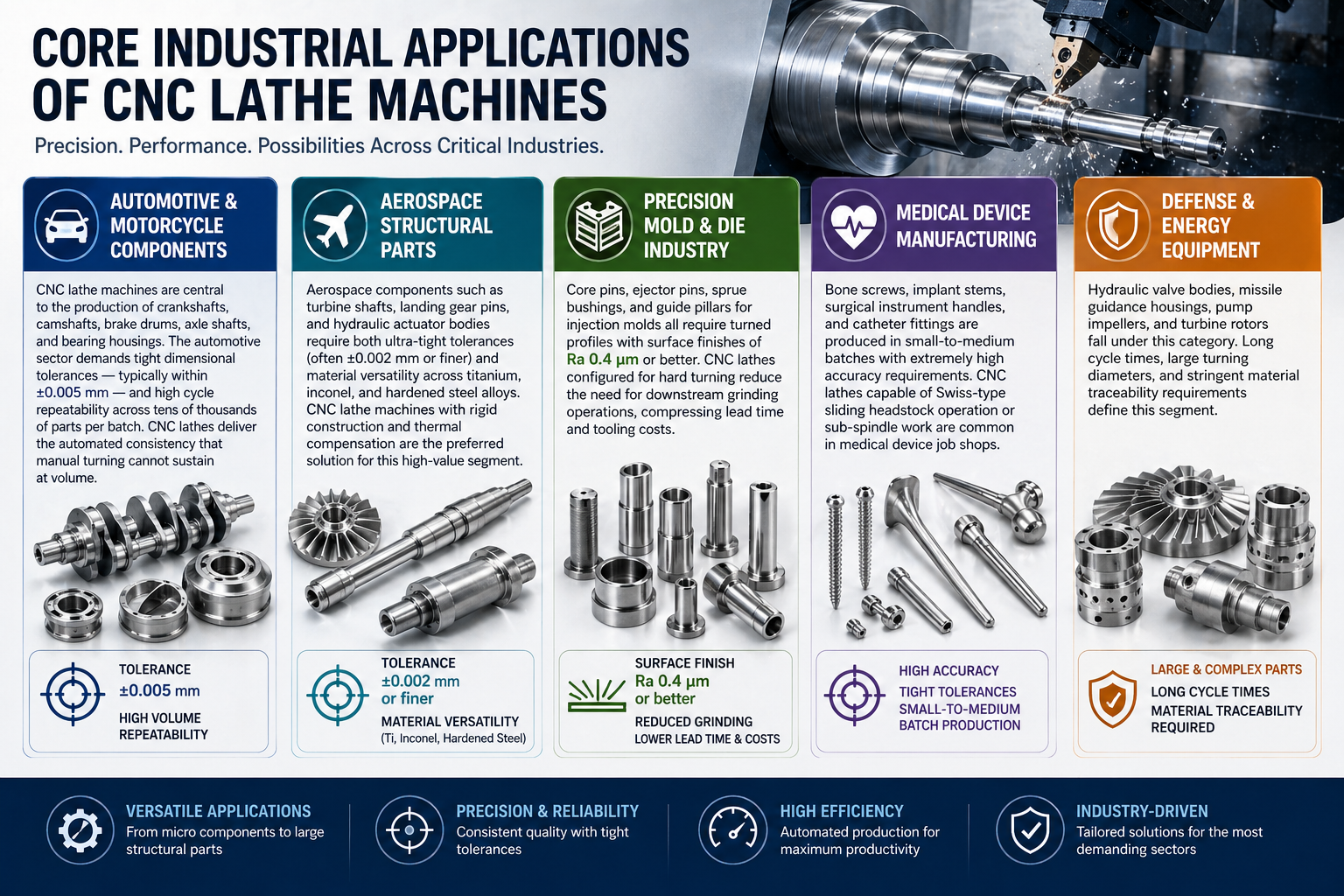 Core Industrial Applications of CNC Lathe Machines Core Industrial Applications of CNC Lathe Machines